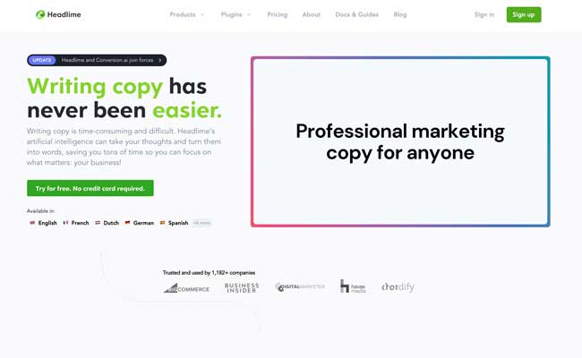 headlime copy writing tool